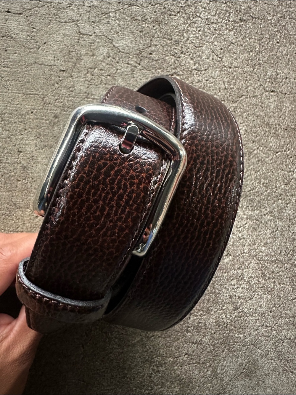 Broletto Brown Pebbled Leather Belt